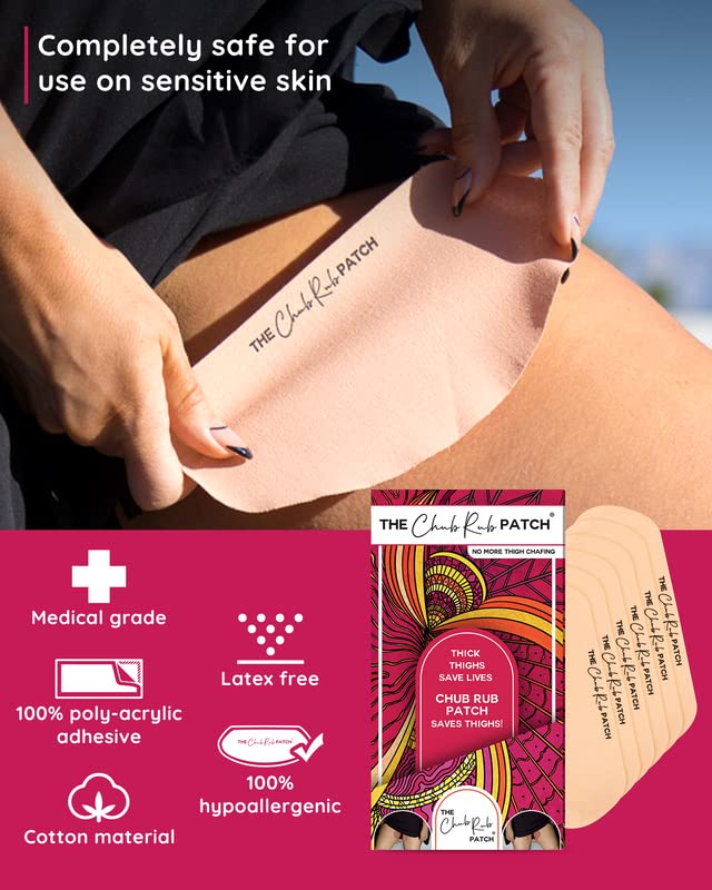 The Chub Rub Patch for Thighs (AS SEEN ON SHARK TANK), Anti Chafe Thigh Chafing Prevention Friction Tape Patches, Anti Chafing Skin Tape for Inner Thigh Rubbing Prevention Women (3 Pairs), Ivory