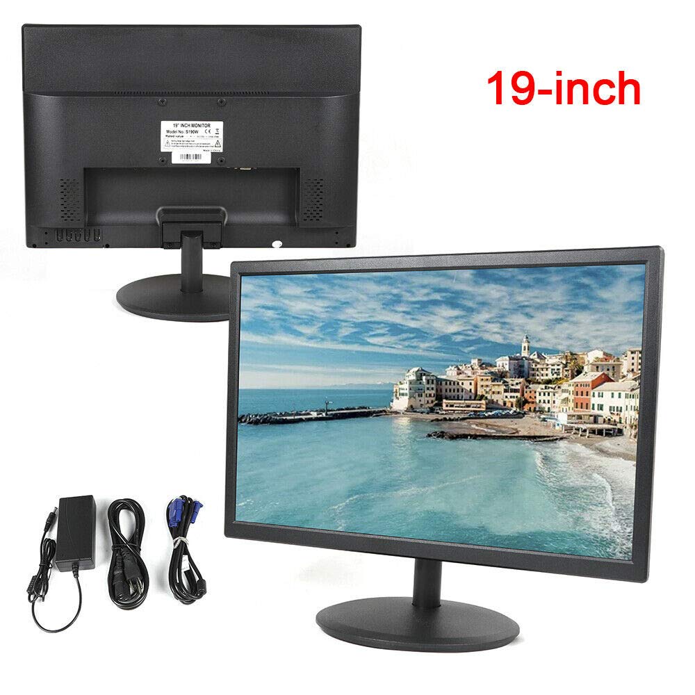 TFCFL 19" LED Monitor 60HZ 1440×900, LED Display Monitor with HDMI VGA, Machine Black Wide Viewing Angle 85° (Horizontal) / 80° (Vertical)