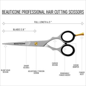 Hair Cutting Scissors | 6.5 Inch Stainless Steel Barber Scissors | Hairdressing Scissors for Salon | Smooth & Sharp Edge Blades, Razor Edge - Hair Scissors for Men & Women