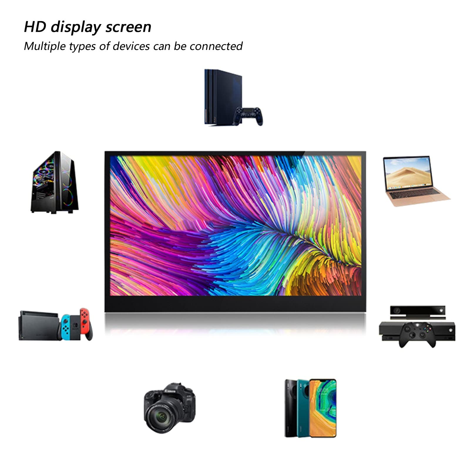 Support HDMI Portable Display Cell Phone Computer cast External Expansion Screen, 13.3-inch IPS 1080P HD Display