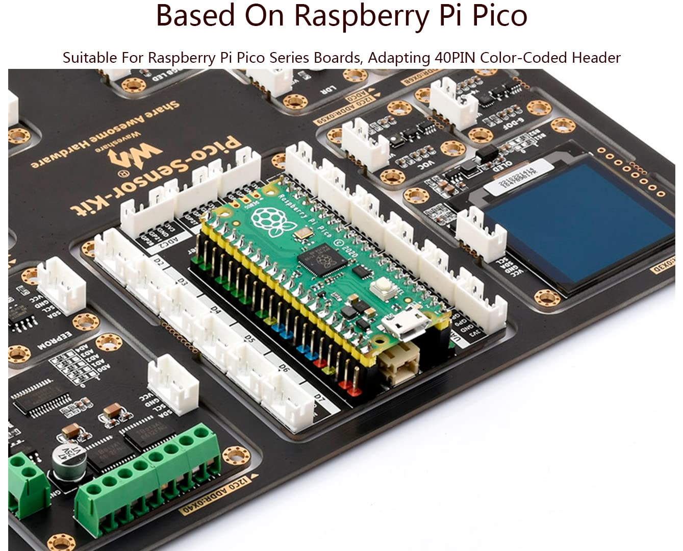 Raspberry Pi Pico W Sensor Kit with Expansion Board and RP2040-Plus Board and RGB LED,Motor Driver,etc,15 Detachable Sensors, All-in-One Design