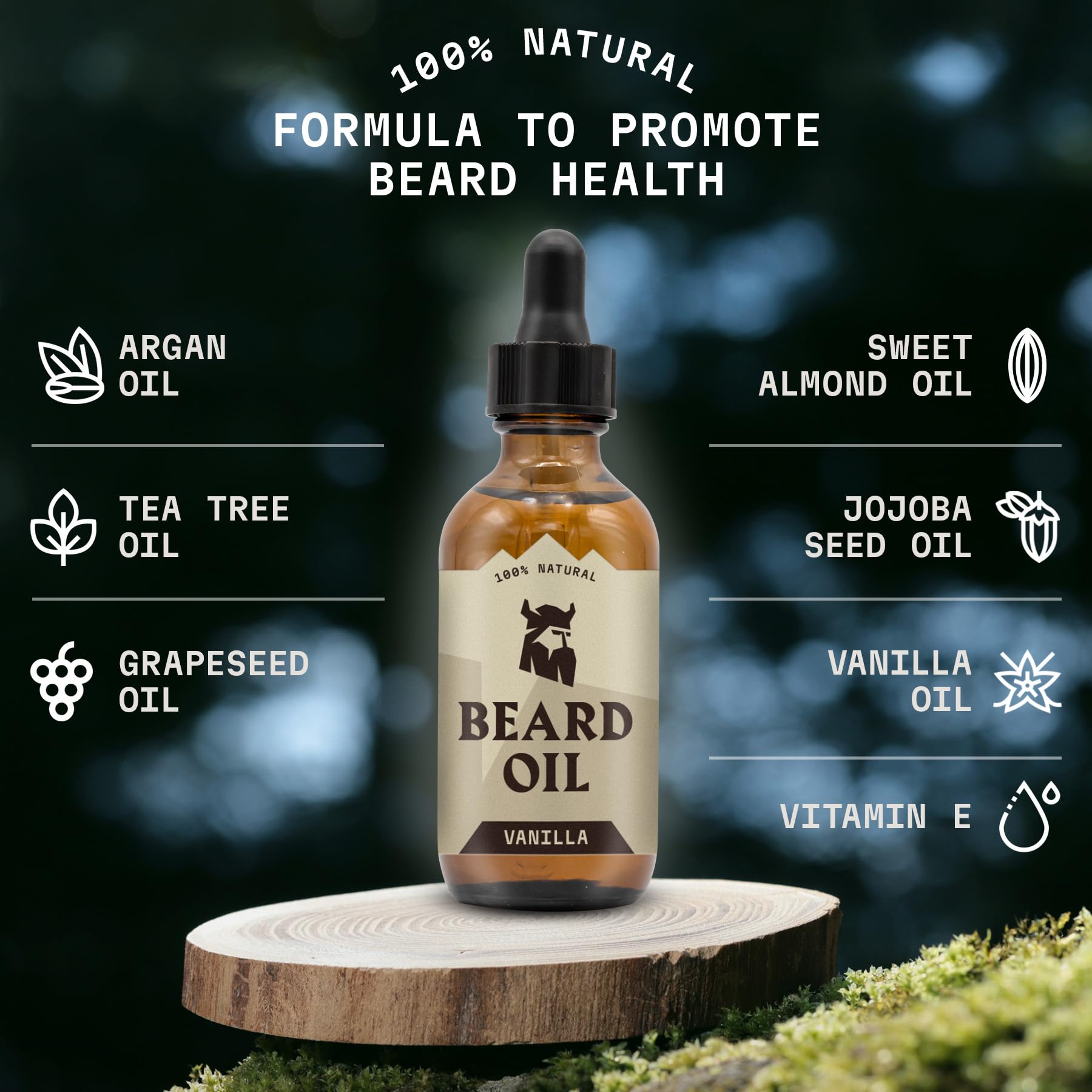 Striking Viking Vanilla Beard Oil (Large 2 oz.) with Mustache Wax and Comb (Vanilla Scent)