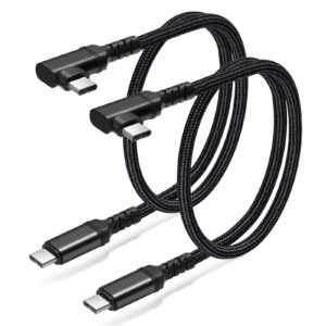 besgoods short usb c to usb c cable 1.5ft, right angle 20gbps data transfer 100w fast charging 4k video output usb 3.2 gen2x2 type c cord compatible for macbook thunderbolt 3 ssd iphone 15-2pack,black