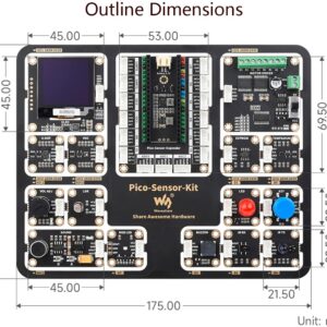 for Raspberry Pi Pico W, Raspberry Pi Pico W Sensor Kit with Expansion Board and Raspberry Pi Pico W with Pre-Soldered Header and RGB LED,Motor Driver,etc,15 Detachable Sensors, All-in-One Design