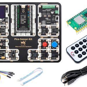 for Raspberry Pi Pico W, Raspberry Pi Pico W Sensor Kit with Expansion Board and Raspberry Pi Pico W with Pre-Soldered Header and RGB LED,Motor Driver,etc,15 Detachable Sensors, All-in-One Design