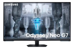 samsung 43" odyssey neo g7 series 4k uhd smart gaming monitor, 144hz, 1ms, vesa display hdr600, quantum matrix technology, amd freesync premium pro, ls43cg702nnxza, 2023, black