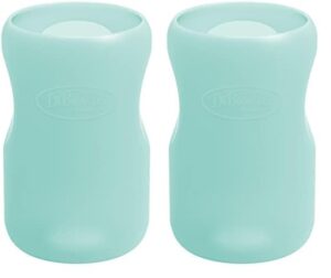 dr. brown’s natural flow® options+™ glass baby bottle sleeves, 100% silicone, 9 oz, wide-neck, mint (pack of 2)