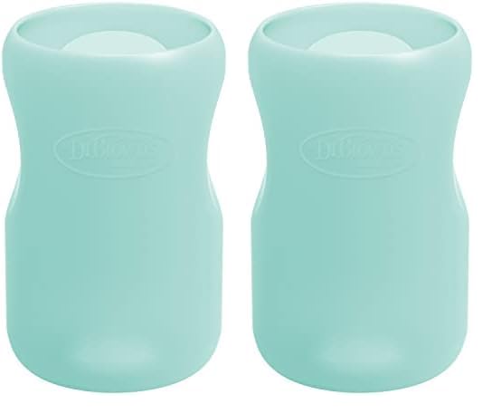 Dr. Brown’s Natural Flow® Options+™ Glass Baby Bottle Sleeves, 100% Silicone, 9 oz, Wide-Neck, Mint (Pack of 2)