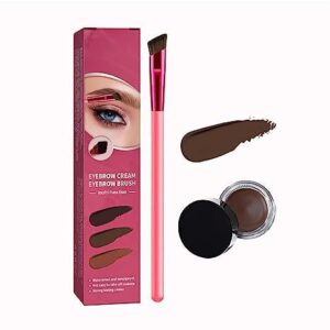 4d hair stroke brow stamp brush, eyebrow hair stroke brush, multi-function eyebrow brush ultra-thin angled realistic eyebrow brush & eyebrow cream makeup brush set (dark brown)