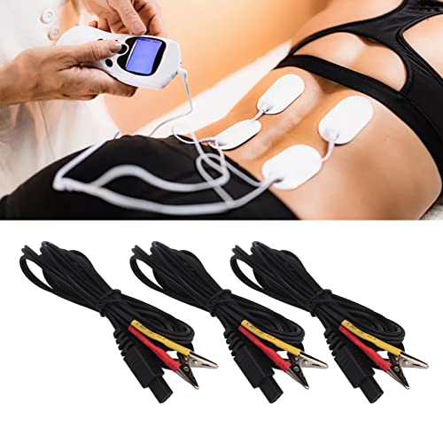 Kadimendium Clip Electrode Test Cord, TENS Electrode Wire Black Potable Size 5pcs for Digital Therapeutic Machine for Slimming Massager