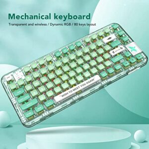 Dilwe Mechanical Keyboard,Wireless Keyboard, 80 Keys RGB Backlit Gaming Keyboard,Computer Keyboard,Triple Modes Gasket Structure,Gaming Keyboard for Study Work Games (Green)