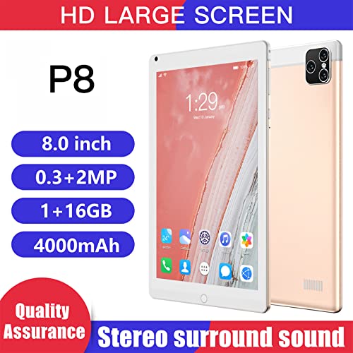 pstuiky 8-inch Android 5.1 System Tablet Laptop,HD IPS Display Screen Tablet WiFi Bluetooth Android Voice Call Game Tablet,1GB RAM+16GB ROM,4000mAh Battery (Gold)