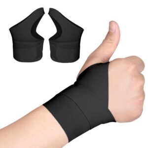 Meokro 2 Pack Wrist Compression Strap and Wrist Brace Sport Wrist Support for Fitness, Weightlifting, Tendonitis, Carpal Tunnel Arthritis, Pain Relief-Wear Anywhere-Adjustable