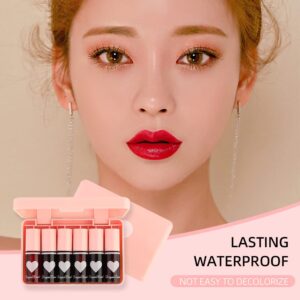 6 Colors Lip Tint Stain Set，Korean Lip Gloss Lip Tint Stain Plumping Mini Liquid Lipstick，Multi-use Lip and Cheek Tint，Long lasting Non-Stick Cup Waterproof，High Pigment, Vivid Color, Lip Color Makeup