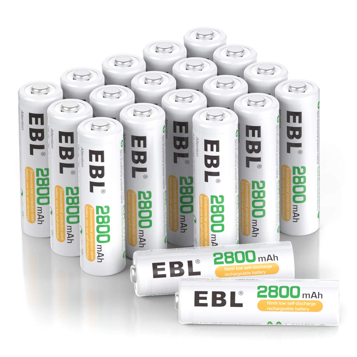 EBL 20-Counts AA Rechargeable Batteries and 8 Bay Newest Version LCD Battery Charger