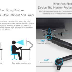 Waveshare Gas Spring Monitor Arm for 17~30 Inch Display Monitor, Height Adjustment, Supports Multi-Angle Rotation and Expansion