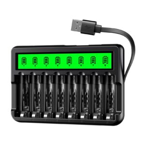 EBL 20-Counts AA Rechargeable Batteries and 8 Bay Newest Version LCD Battery Charger