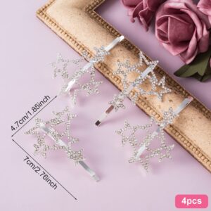 OIIKI Hollow Star Hair Clips Pins 4pcs, Silver Rhinestone Star Hair Barrettes, Elegant Metal Hair Clips Hairpin, Exquisite Hollow Geometric Hair Pins for Women Girls Hair Styling Accessories Party