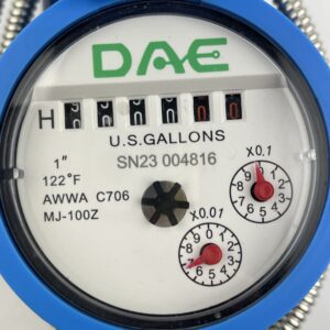 DAE MJ-100z 1" Encoded Water Meter with RS485 Communication, IP68, NPT Couplings, Gallons