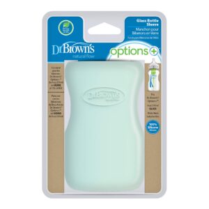 Dr. Brown’s Natural Flow® Options+™ Glass Baby Bottle Sleeves, 100% Silicone, 9 oz, Wide-Neck, Mint (Pack of 2)