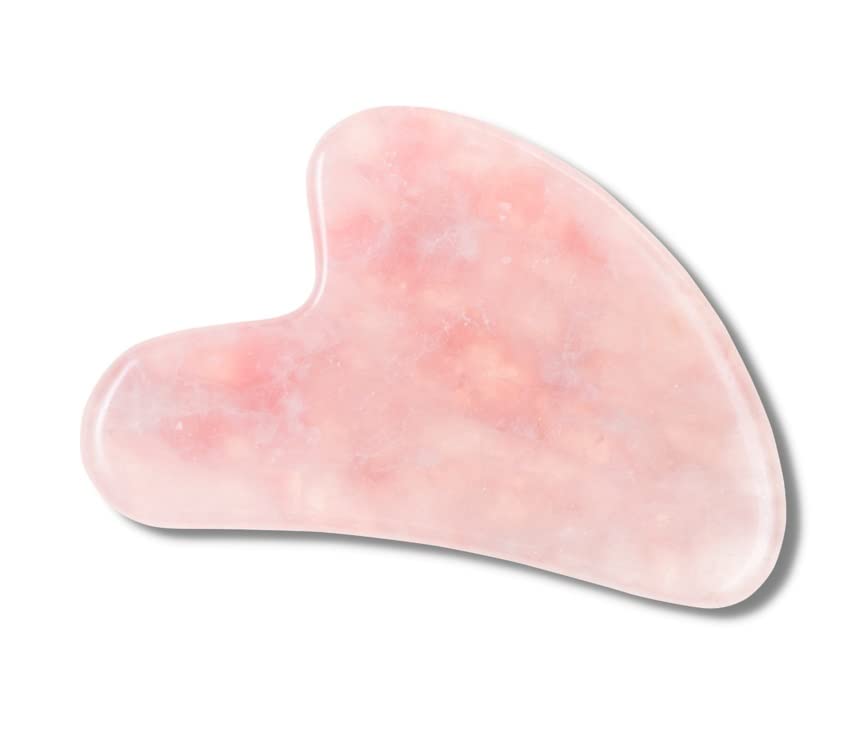 CZ Grain Gua Sha Facial Tool, Natural Rose Quartz Stone Guasha Board for SPA Acupuncture Therapy Trigger Point Treatment, Gua Sha Scraping Massage Tool