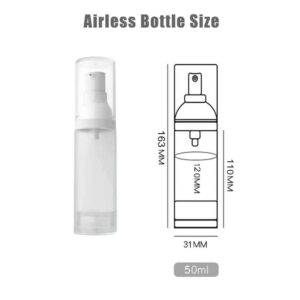 6PCS 50ml/1.6oz Empty Frosted Clear Airless Cosmetic Lotion Pump Bottles Refillable Travel Makeup Cream Foundation Container Dispenser Storage Vials for Liquid foundation Essential oil Shampoo