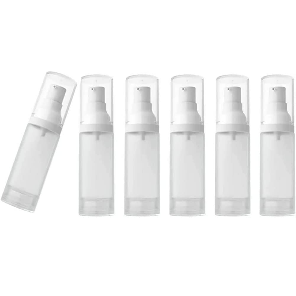 6PCS 50ml/1.6oz Empty Frosted Clear Airless Cosmetic Lotion Pump Bottles Refillable Travel Makeup Cream Foundation Container Dispenser Storage Vials for Liquid foundation Essential oil Shampoo