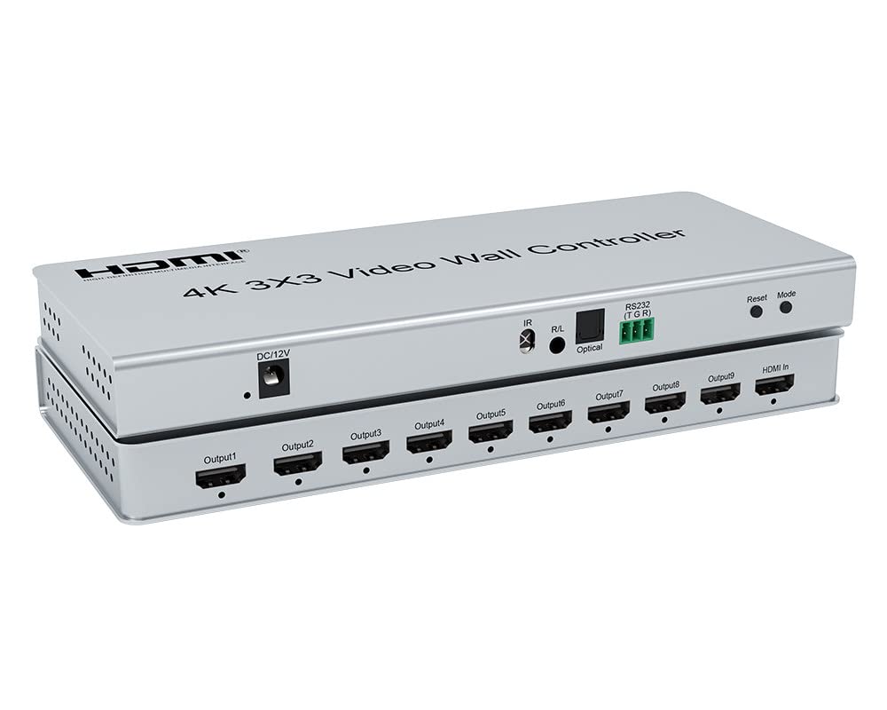 4K 3×3 Video Wall Controller(1x2/1x3/1x4/1x5/1x6/2x1/2x2/2x3/2x4/3x1/3x2/3x3/3x4/4x1/4x2/4x3/4x4) 4 TV Splicing Display Support 3840x2160/30Hz