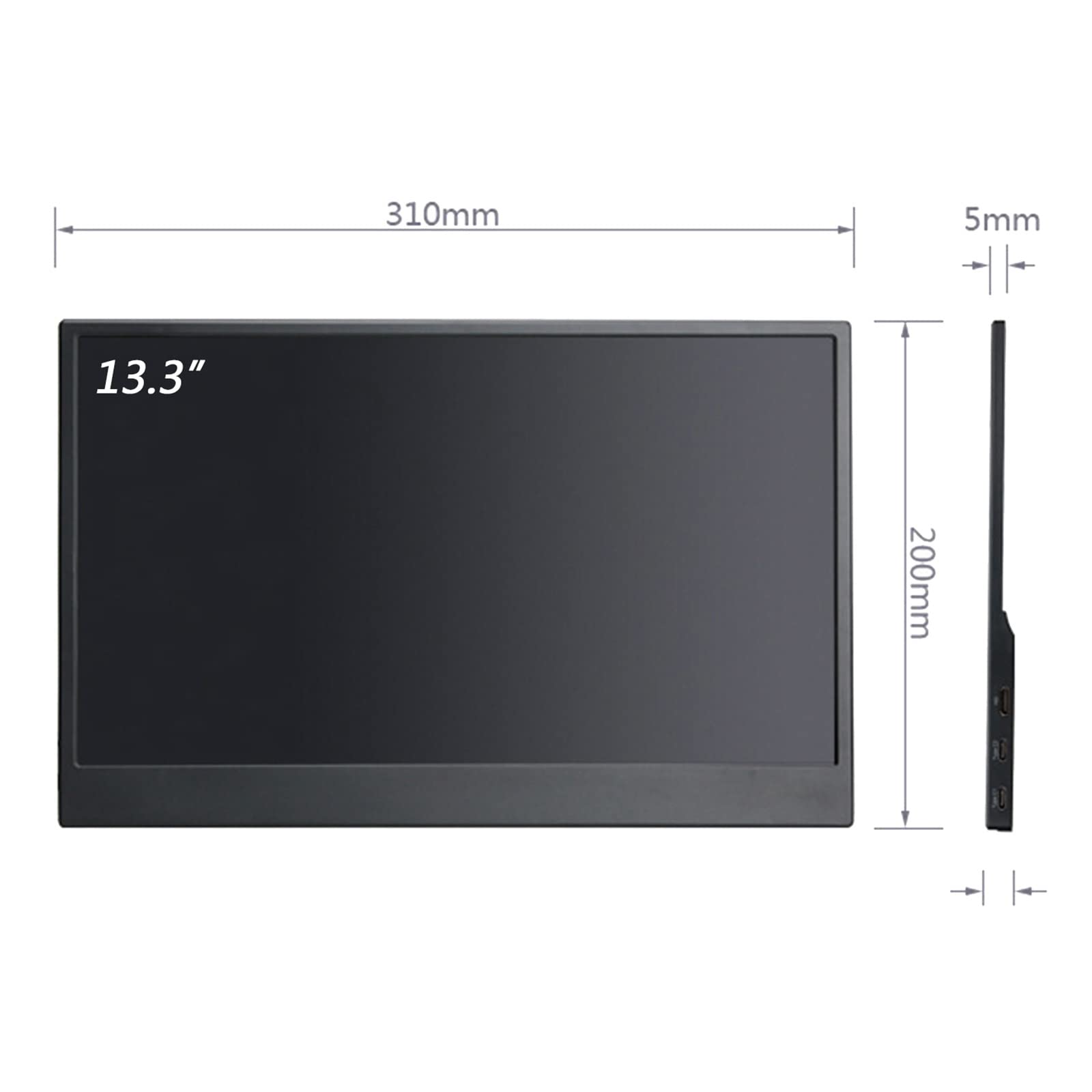 Serchou 13.3-inch Ultra-Thin Portable Monitor External Expansion of The Same Screen IPS HD Display, Built-in Dual Speakers