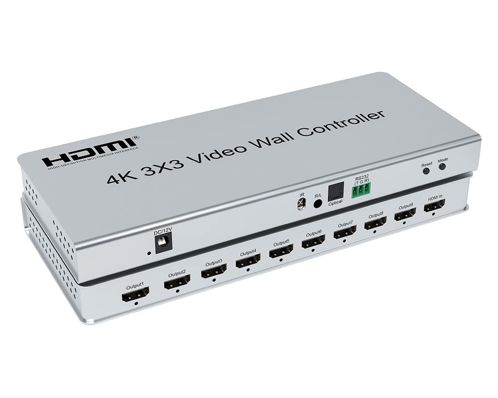 4K 3×3 Video Wall Controller(1x2/1x3/1x4/1x5/1x6/2x1/2x2/2x3/2x4/3x1/3x2/3x3/3x4/4x1/4x2/4x3/4x4) 4 TV Splicing Display Support 3840x2160/30Hz