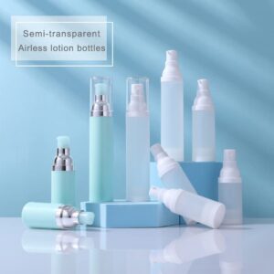 6PCS 50ml/1.6oz Empty Frosted Clear Airless Cosmetic Lotion Pump Bottles Refillable Travel Makeup Cream Foundation Container Dispenser Storage Vials for Liquid foundation Essential oil Shampoo