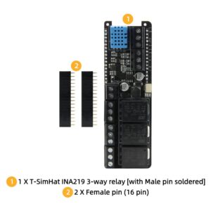 LILYGO T-SimHat Expansion Board with CAN RS485 3-Way Relay DHT11 INA219 QMI8658 Compatible with T-SIM7000G TTGO Development Board (Pin Solder Version)