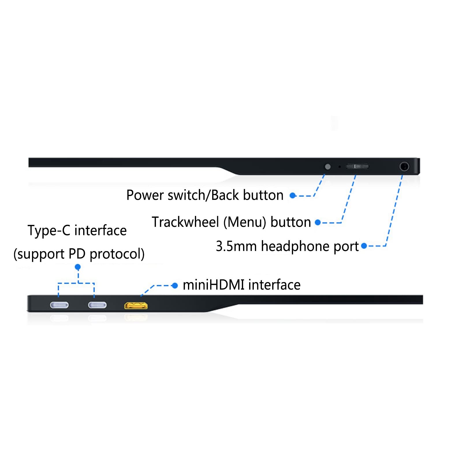 DFZ Portable Monitor, 15.6 Inch Full HD 1920 X 1080 IPS Screen, Monitor with USB HDMI Built-in Speakers Monitor for Laptop Ones