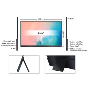 Serchou Portable Monitor 13.3 inches / 15.6 inches, External Expansion Screen HD Display, Integrated Stand (Size : 15.6 inches)