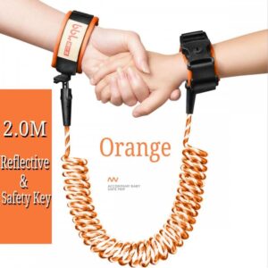 Kids Baby Safety Lock Anti-Lost Night Reflective Harness Rope Wristband Child Leash 2 Meters (Orange)