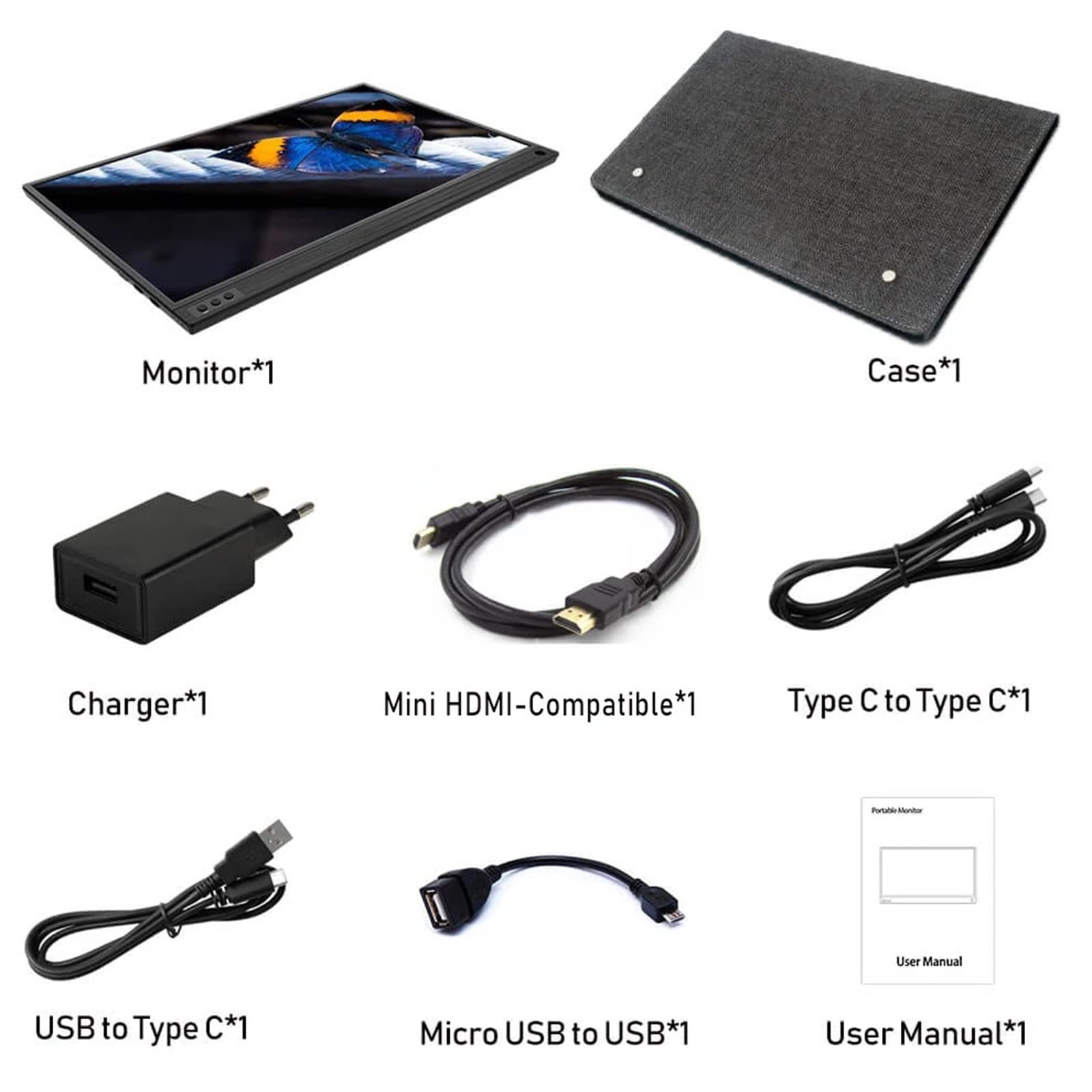 15.6-inch Ultra-Thin Touch HDR HD Portable Monitor 1080P, Support The Connection of Computer/Cell Phone/Game Machine/Keyboard/Mouse