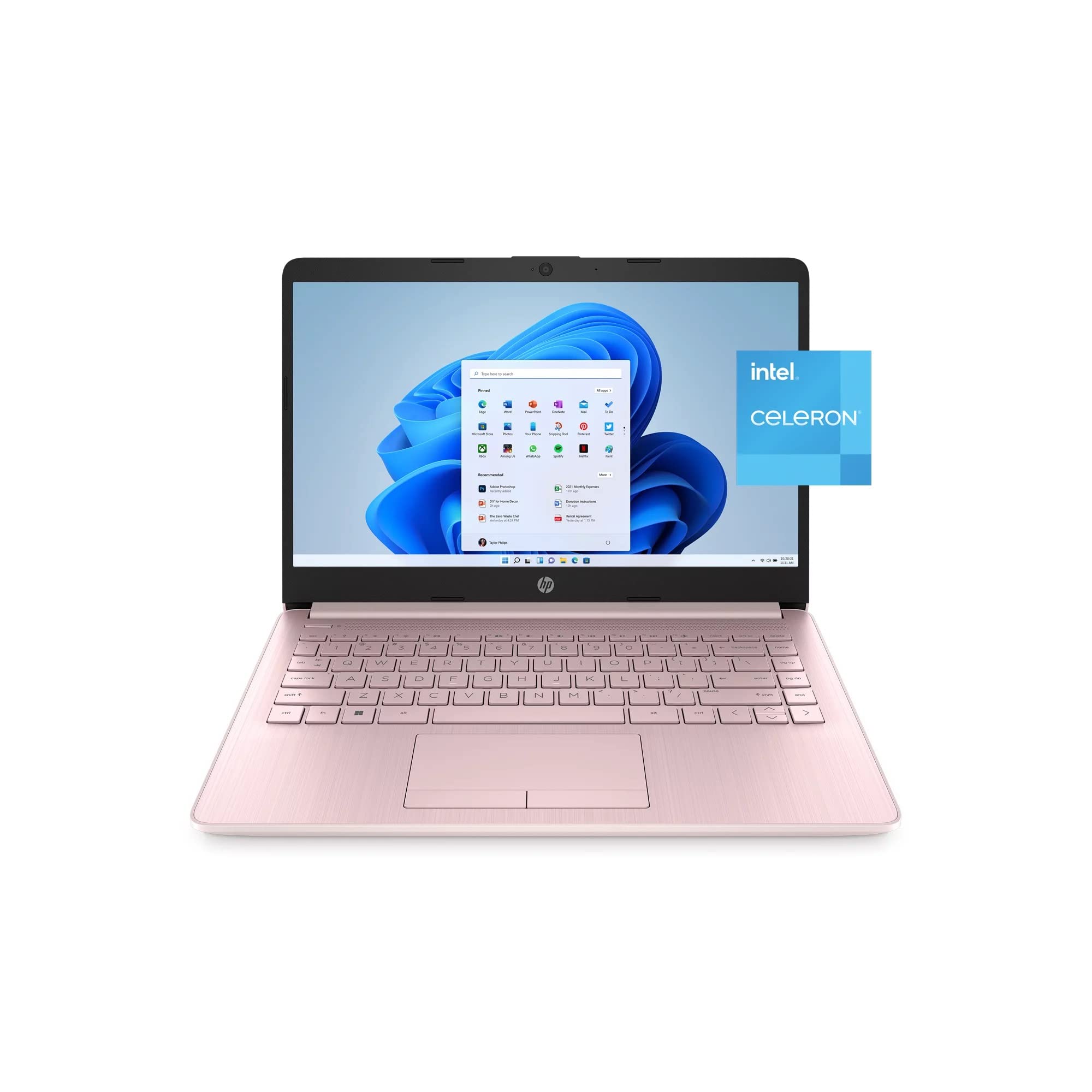 HP Stream 14" HD Laptop, Intel Celeron N4120, 4GB RAM, 64GB eMMC, Intel UHD Graphics, Thin & Portable, 4K Graphics, One Year of Microsoft 365, Windows 11 Home S Mode, Pink, 14-cf2112wm