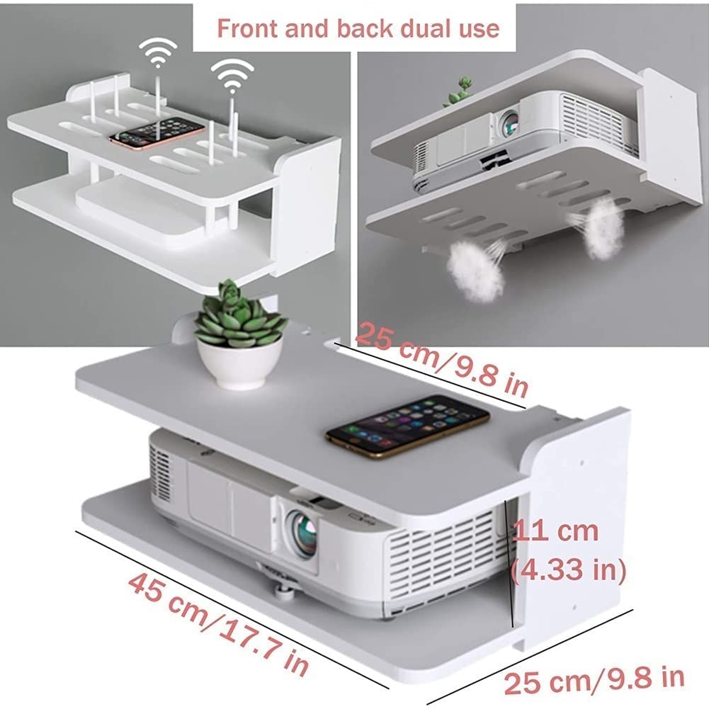 AVEEWA Wireless WiFi Router Storage Box Small Mini Wall Shelves Stuff WiFi Remote Control Storage Box for Bedroom, Living Room 17.7X9.8X4.33 inch