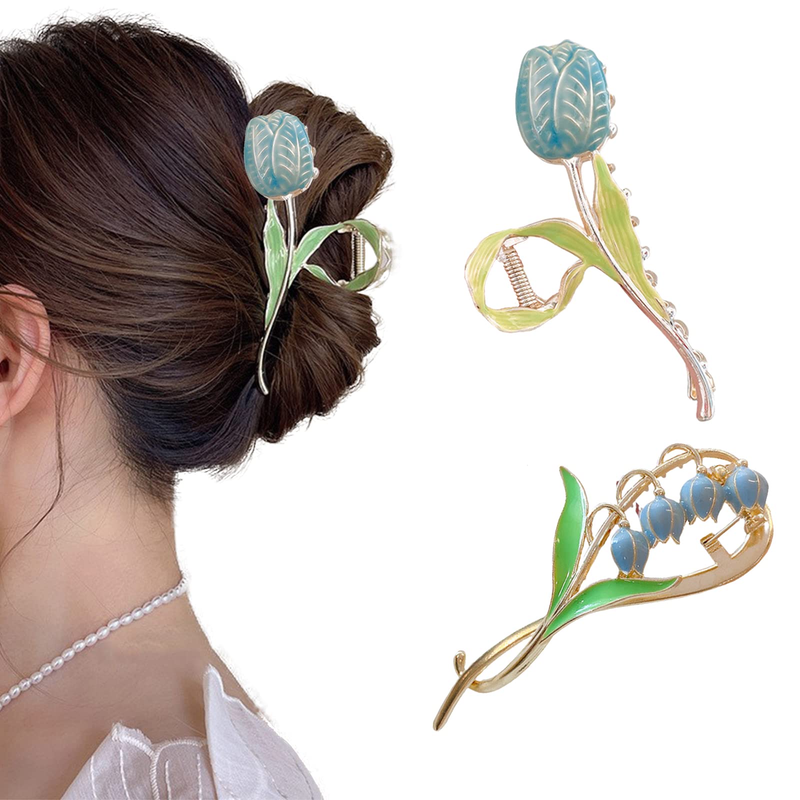 Candy Colors Flower Hair Clip Oil Drip Alloy Hair Claw Large Spring Hair Accessories for Women Girls