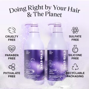 Eva NYC Tone It Down Blonde Shampoo and Conditioner Set, Moisturizing Purple Shampoo and Conditioner for Eliminating Brassy & Yellow Tones, Vegan Hair Shampoo and Conditioner, Pack of 2, 1L