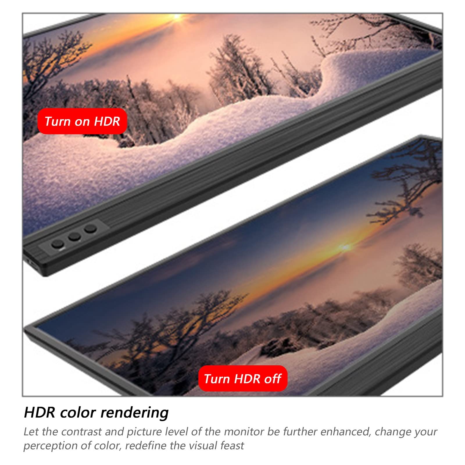 15.6-inch Ultra-Thin Touch HDR HD Portable Monitor 1080P, Support The Connection of Computer/Cell Phone/Game Machine/Keyboard/Mouse