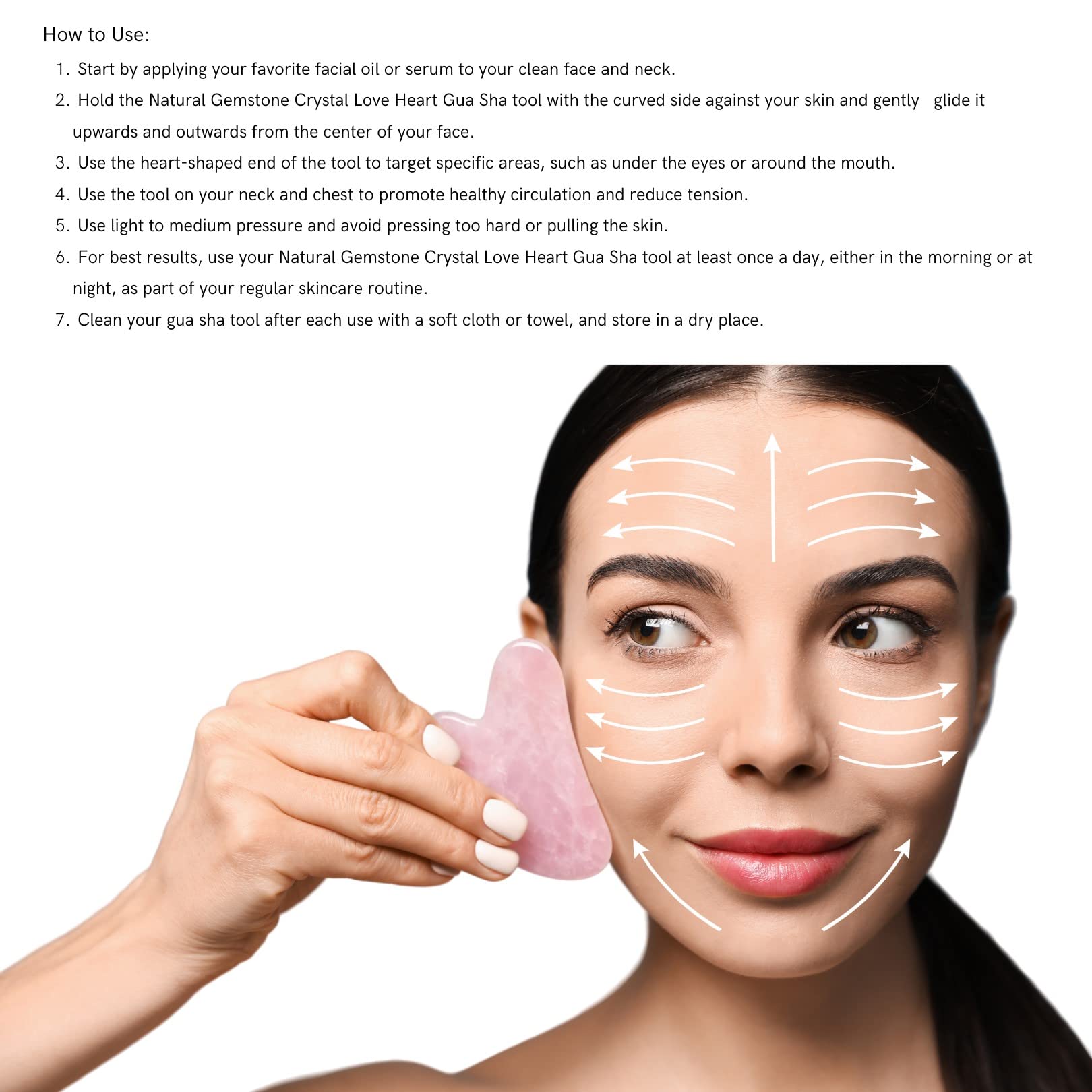 CZ Grain Gua Sha Facial Tool, Natural Rose Quartz Stone Guasha Board for SPA Acupuncture Therapy Trigger Point Treatment, Gua Sha Scraping Massage Tool