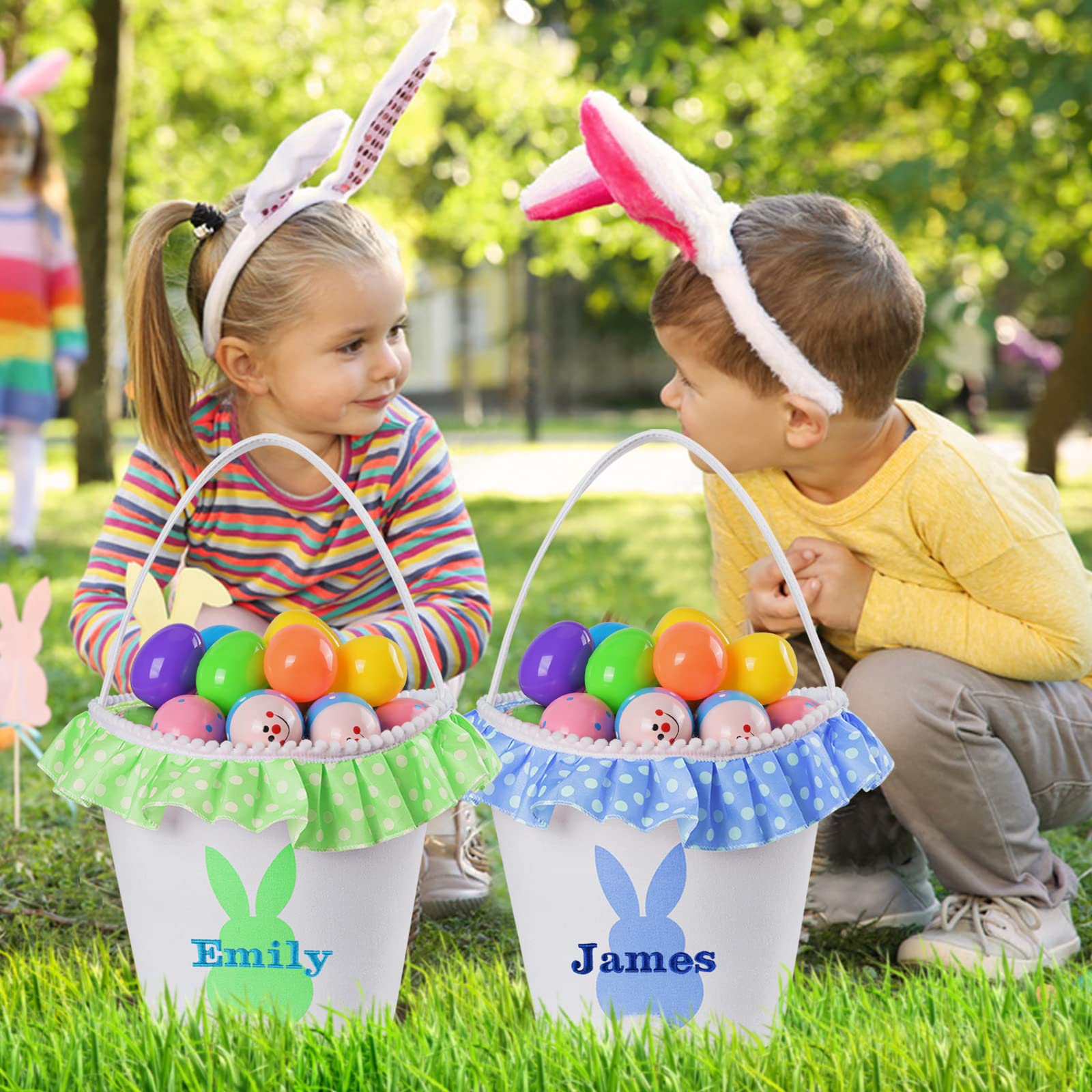 Personalized Easter Baskets for Kids, Easter Basket Bags, Easter Basket Ideas, Easter Basket for Baby Toddler, Easter Hunt Basket, Easter Eggs Basket, Easter Baskets for Gifts Empty - Blue