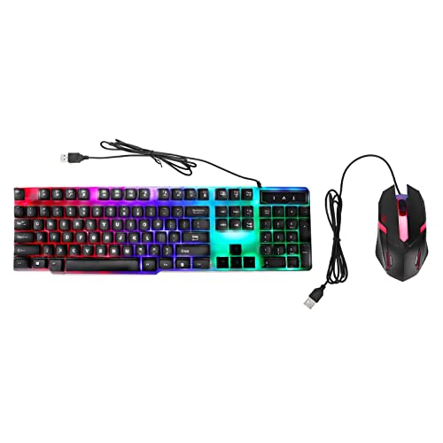 Gaming Keyboard Mouse Combo, Comfortable Touch Cool Appearance Backlight Keyboard Mouse Set ABS 104 Key for Office