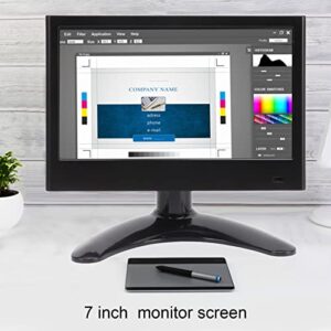 Fydun Gaming Monitor IPS, 7 Inch Portable Mini Ith Remote Control 100240V Color VGA AV DC USB HD Multimedia Interface Dual Speakers