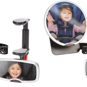 Diono Baby Car Mirror 4 Pack, Includes Safety Car Seat Mirror for Rear Facing Infant & See Me Too Rear View Baby Mirror Both Fully Adjustable with Wide Crystal Clear View, Shatterproof,