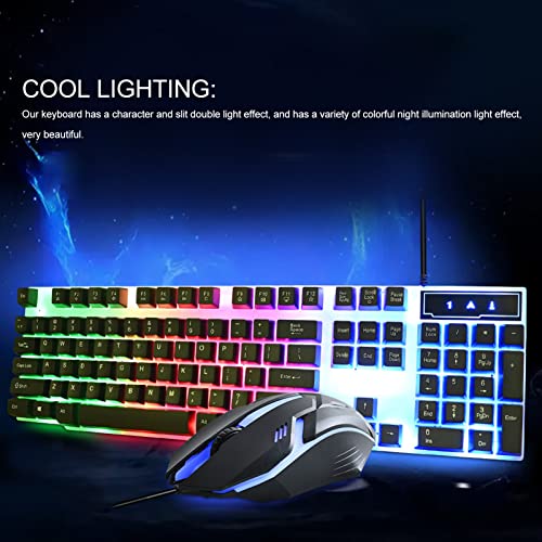 Gaming Keyboard Mouse Combo, Comfortable Touch Cool Appearance Backlight Keyboard Mouse Set ABS 104 Key for Office