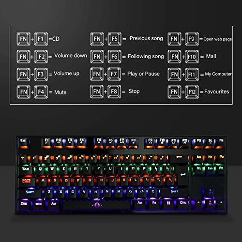 Hosi Blue Switch Mechanical Keyboard, 87-Key Gaming Keyboard RGB Cool Looking for a Gaming Room for The Office