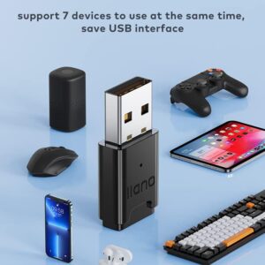 USB Bluetooth 5.3 Adapter for PC, Windows 11/10/8.1 Driver-Free Plug & Play llano USB Dongle [2023 Upgraded Intelligent 5.3 Chip] for Headphones, Mouse, Keyboard, Speaker, Printer, Laptop, Desktop