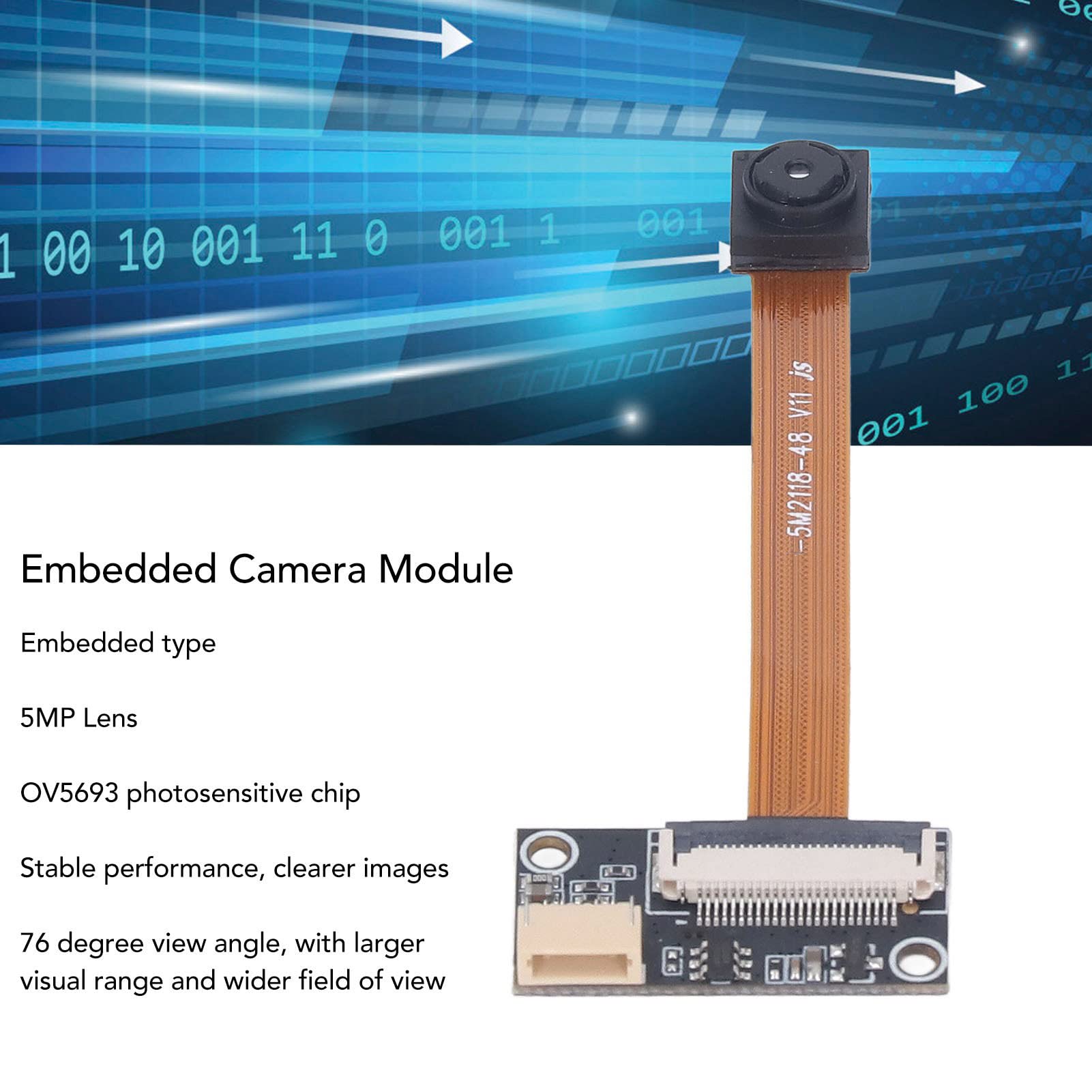 USB Camera Module, 5MP 76 Degree Perspective Without Distortion, Autofocus Embedded Camera Board Industrial Component